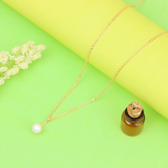 "Elegant Rose Gold Necklace with Pearl Drop and Adjustable Chain, XPNL1875 - Picture 12 of 14